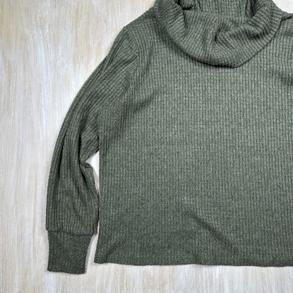 Torrid Green Ribbed Knit Cowl Neck Pullover Long Sleeve Cozy Sweatshirt 1X - Picture 13 of 13